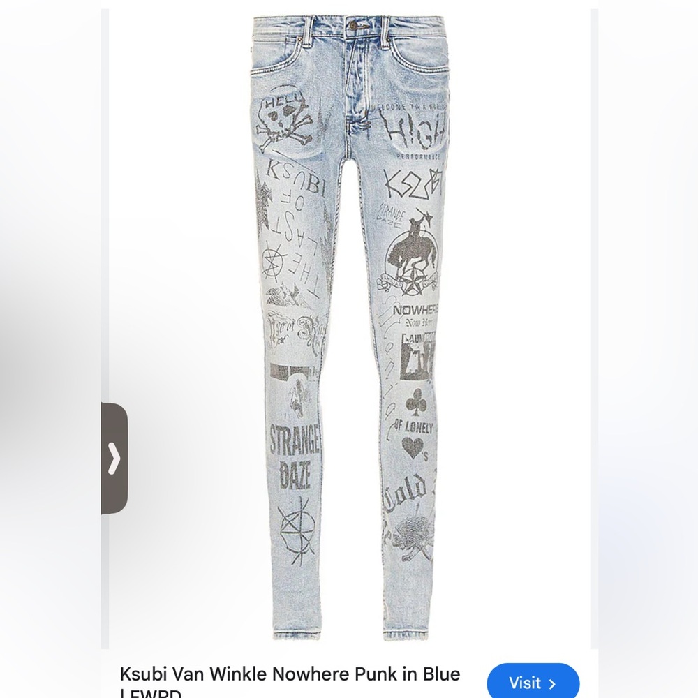 Ksubi Van‎ Winkle Nowhere Punk in Blue Denim Jeans